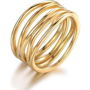 18K Gold Plated Statement Ring for Women - Trendy Bold Jewelry Piece